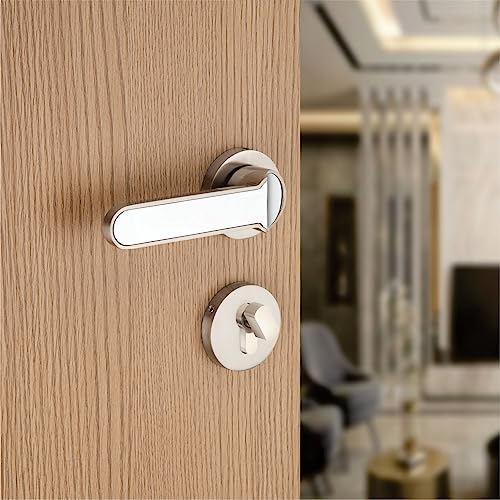 Image of SARDAR KROM Black Silver Door Lock for Main /Mortise /Bedroom - 3 Brass Keys - Handle Lock for Home /Office /Hotel