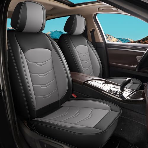 RAWAKORW Car Seat Covers Fit for Chevrolet/Chevy Cobalt 2005-2010 Full Set Luxury Leather Seat Cushion Waterproof Automotive Seat Protectors(5 Seat,Black&Grey)