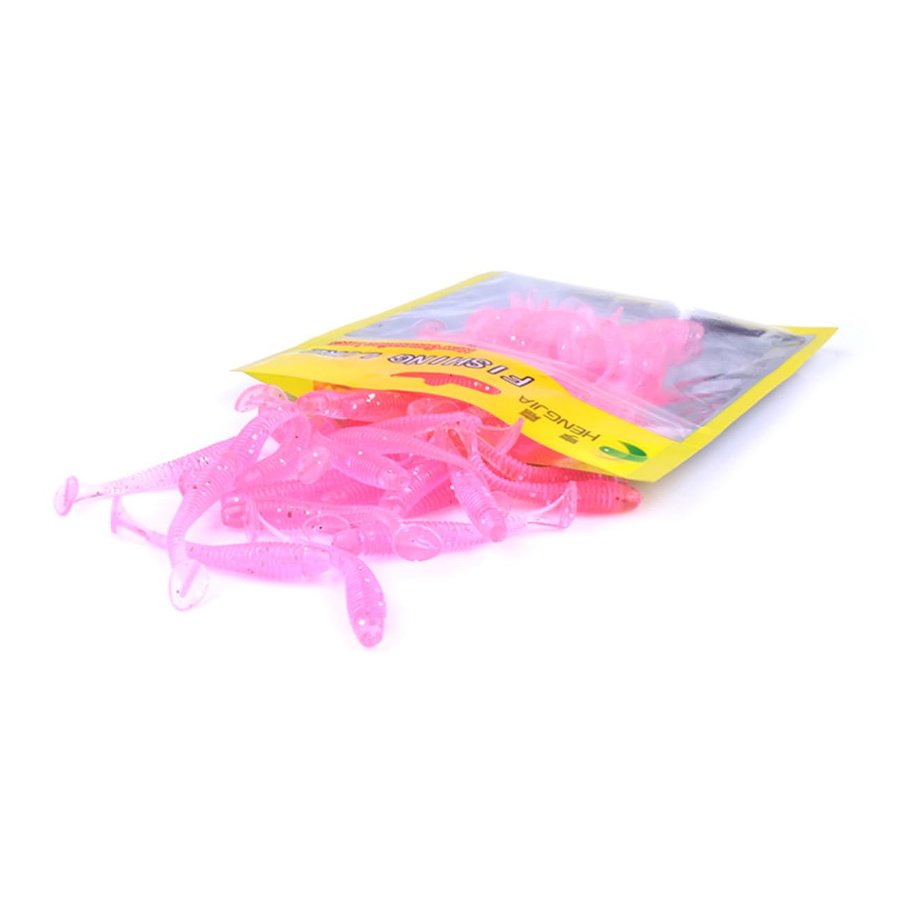 50 Pcs 5cm Fishing Lures Fishing Lures Fishing Soft Plastic Shad Lures Fishing Baits Soft Plastic Fishing Lures T Tail Grub Worm Baits for Fish Tackle Accessory (5#(Pink))