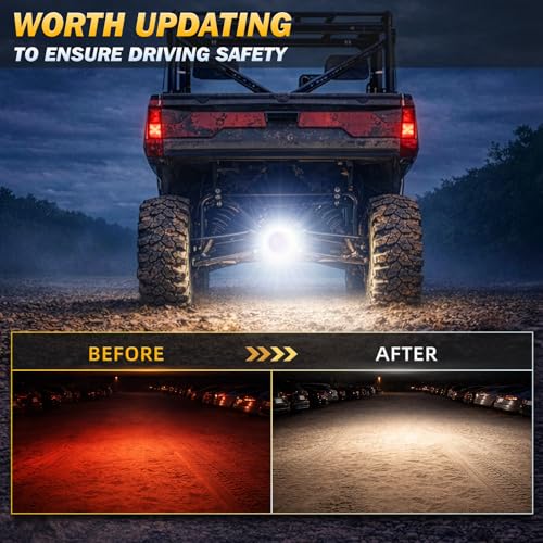 Image of Zmoon 4.5'' 84W Round LED Offroad Flood Lights, Waterproof 12V /24V Round LED Light Bar for Truck Tractor ATV UTV SUV Motorcycle Off Road Fog Driving Lights 2Pack