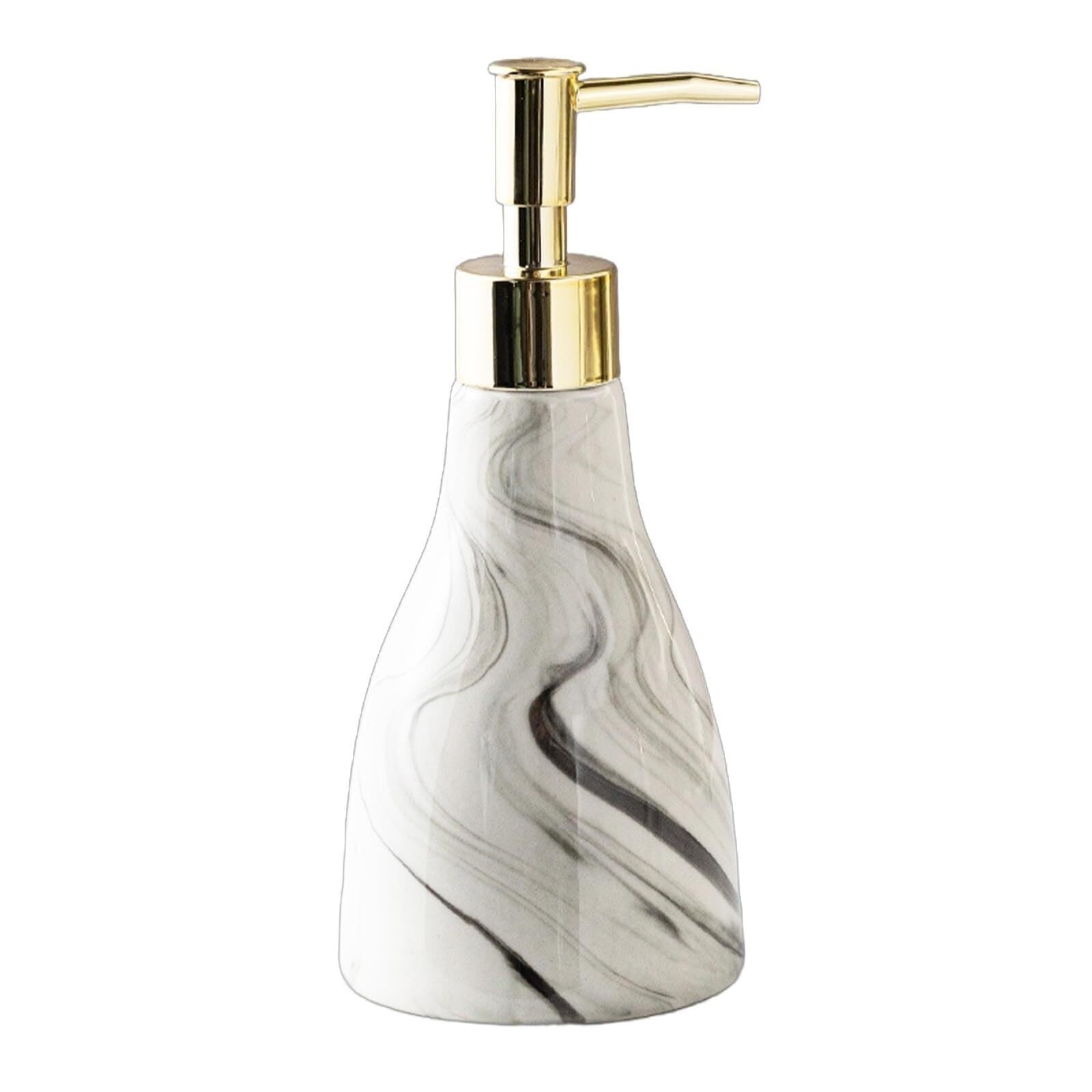 Hand Soap Dispenser Hand with Pump Ceramics Refillable Liquid Dispensers for Bathroom Dish for Bathroom(Grey Conical)