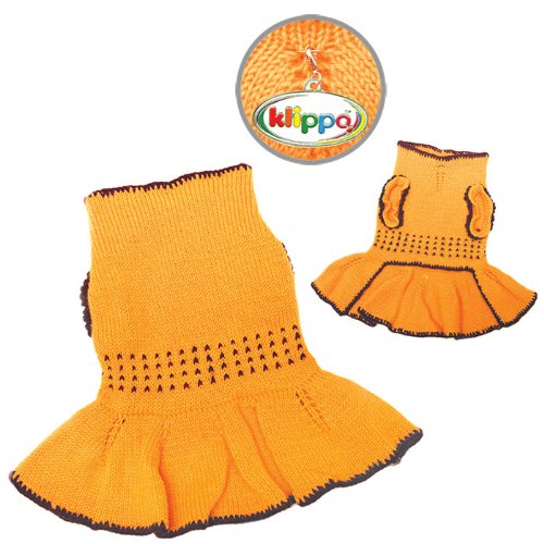Adorable Hand Knitted Dog Dress With Dotted Waist Decoration - S #TOP1