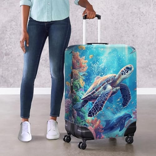Cozeyat Travel Luggage Cover Blue Sea Turtle Suitcase Protector Protector Elastic Anti-Scratch Washable, Suitcase Cover for Wheeled Suitcase Kid Adult Travel Baggage Accessories, Small4