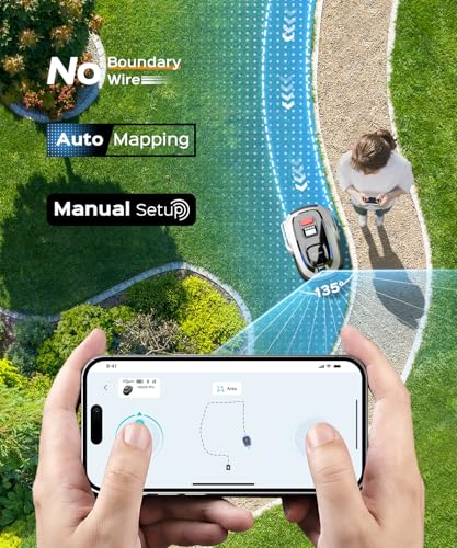 YARDCARE N1600 PRO Wireless Robot Lawn Mower, RTK+Vision Navigation, 0.4 Acre Coverage, APP Smart Control, Multi-Zone Mowing, Ordered Cutting Path, Smart Robot Lawn Mower for Yards - Image 3