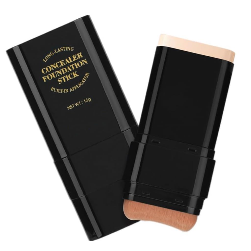 2 In 1 Foundation Stick With Brush【Full Coverage】【Long Lasting】【Lightweight】Concealer Stick, 05 DEEP WHEAT COLOR