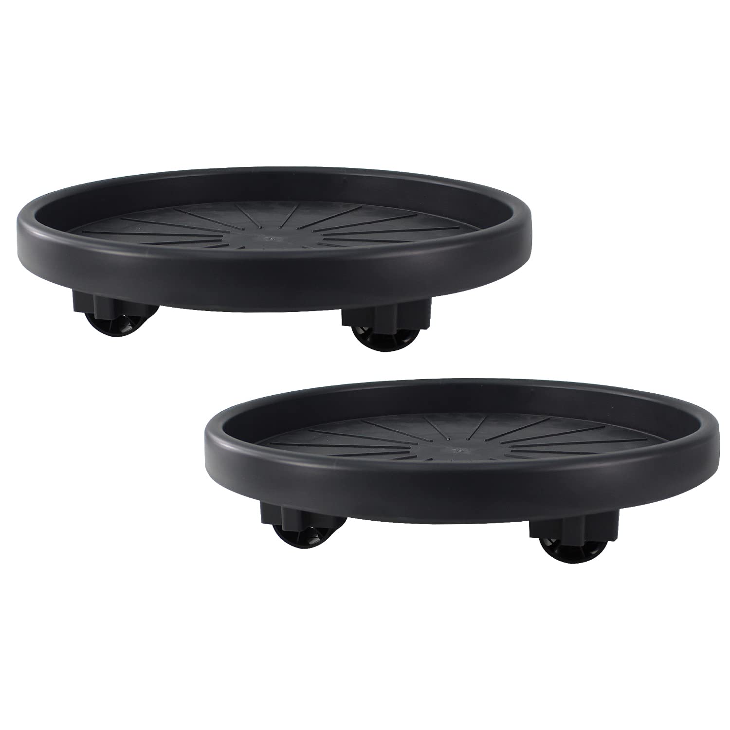 AGP ADVANCED GLOBAL PRODUCTIONS 4-Wheel Planter Plant Pot Trolley Caddy Patio Garden Indoor Outdoor Water Base (2 x Black)