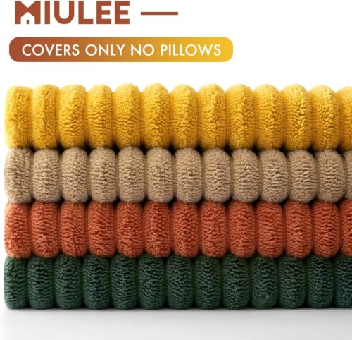 Image of MIULEE Fall Corduroy Decorative Throw Pillow Covers Green-Rust 20x20