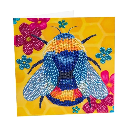 Floral Bumblebee 18x18cm Crystal Art Card