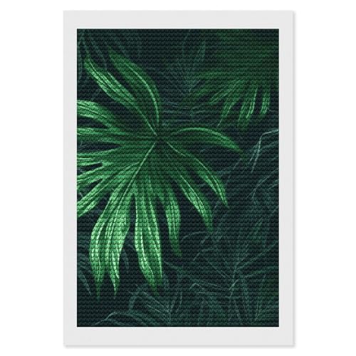 Kit d'art diamant ELUZZIZUT plantes tropicales pour décoration murale DIY