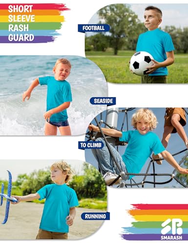 Image of Boy's UPF 50 Rash Guard Swim Shirts Short Sleeve Sun Protection SPF Fishing Surfing Water Beach Shirts Quick Dry