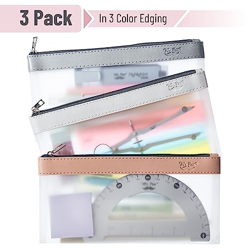 Image of Mr. Pen- Clear Pencil Pouch, 8.50 inchx4.25 inch, 3 Pack, Durable TPU Material | Medium Water-Resistant Pencil Bags with Smooth Zipper, Multipurpose Clear Pouch for Stationery, School, Office