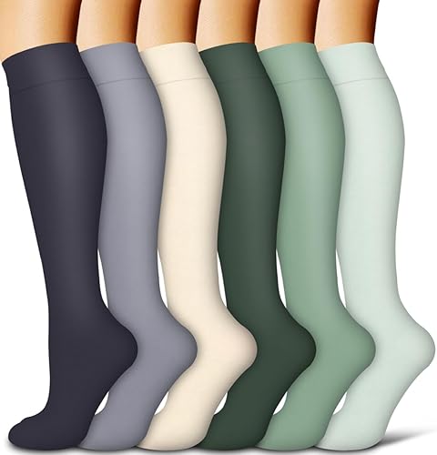 COOLOVER - 6 pares de calcetines de compresión de cobre para mujeres y hombres, soporte para correr, atletismo, enfermería, viajes