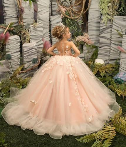 Flower Girl Dress with Ruffles, Tulle & Lace Applique - Princess Pageant Dress for Wedding & Formal Occasions2