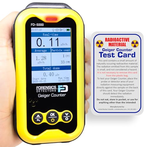 Geiger Counter + Radiation Test Card | Upgraded 20-Year Sensor Life | Radiation Detector | Beta, Gamma...