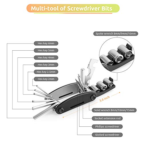 Andoer Kit de ferramentas de reparo de mini bicicletas com bomba kit de ferramentas de reparo de bic