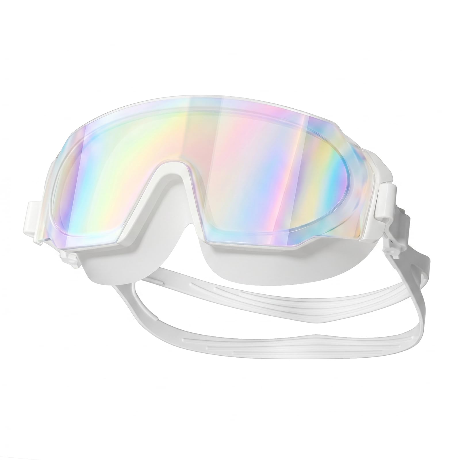 Yingruite Swimming Goggles for Adult Men & Women, Anti-Fog Wide View Clear Goggles, Fun Pool & Beach Accessories for Summer (Gradient Iridescent)