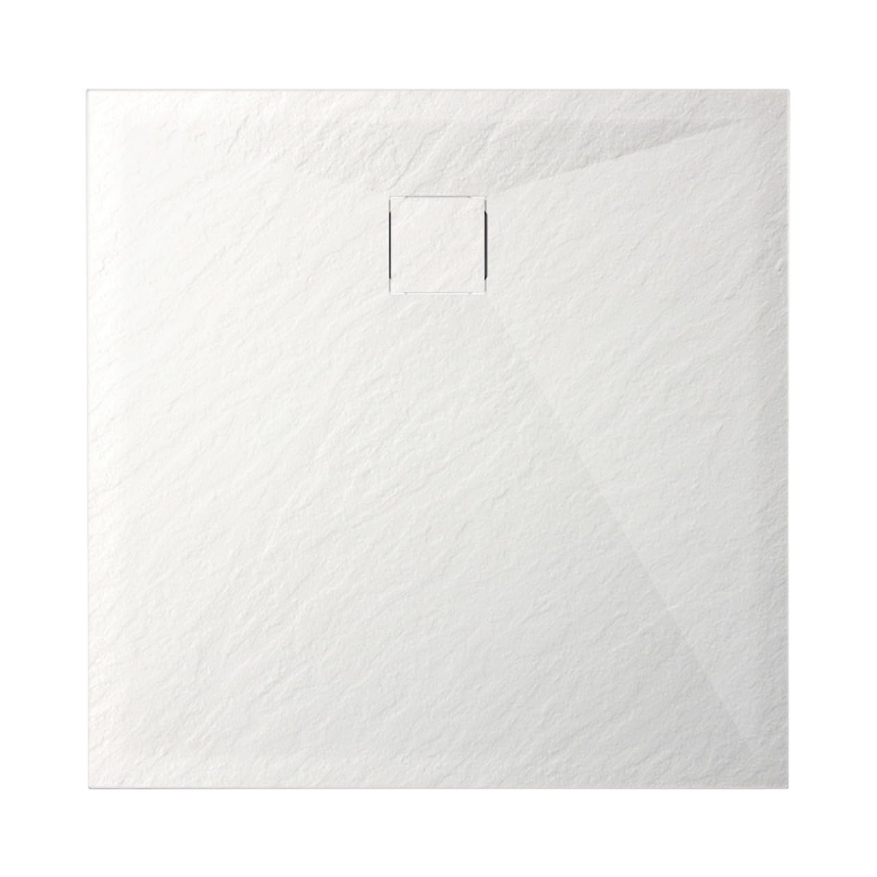 AQUAUNO Brodzik prysznicowy 80 x 80 cm o wyglądzie kamienia, ultra płaski 2,6 cm – brodzik z kompozytu SMC, w zestawie syfon, odpływ 90 mm, czyszczenie od góry, biały