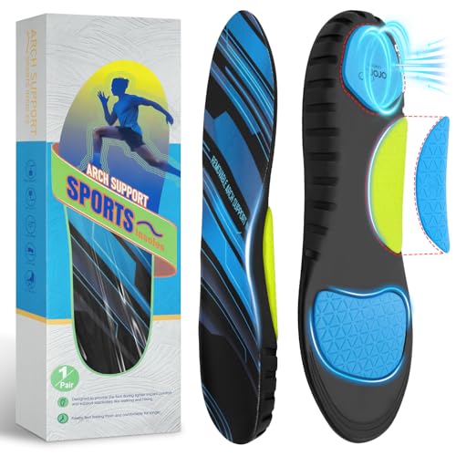 Adjustable Orthotic Insoles for Men & Women with Interchangeable 5mm & 7mm Arch Support Pads, Plantar Fasciitis Relief, Flat Feet, Achilles Tendonitis & Heel Pain, Shock Absorbing Comfort