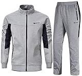 Rdruko Mens Tracksuits Sets Running Jackets Joggers 2 Piece Casual Sweatsuits Sports Lounge Wear Navy and Light Grey XL