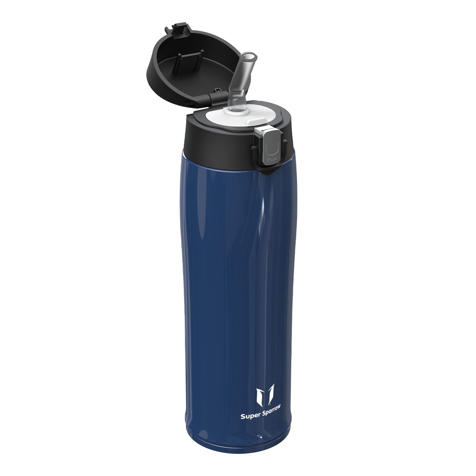 Super Sparrow Borraccia Termica Cannuccia, Borraccia in Acciaio Inox - 350ml, 500ml, 750ml - Senza BPA Tazza Borracce Termiche, Bottiglia Termica per Bambini, Scuola, Sportiva