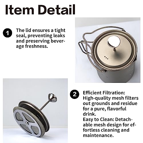 COMTAI Titanium 750mL French Press