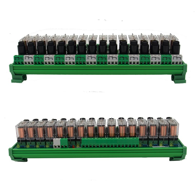 16 Channel 1 SPDT DIN Rail Mount G2R 24V DC/AC with Fuse Interface Relay Module