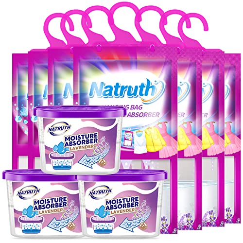 NATRUTH Moisture Absorber 7 HangingPackets（9.8oz*7）+ 3 Portable Boxs (10.5oz*3), Dehumidifiers...