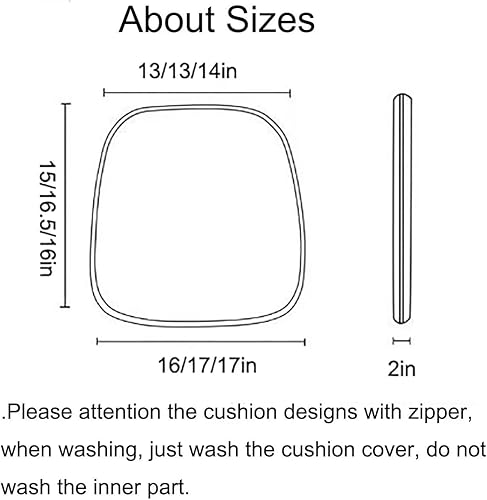 Miniatura 6 de Paquete de 4 cojines para sillas de comedor en forma de D, cojines de asiento de cocina antideslizantes de espuma de alta densidad con lazos, cojín