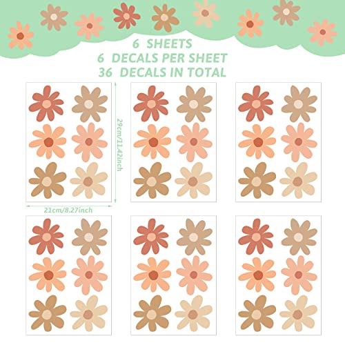 Qeeenar 36 Pcs Daisy Vinilos Decorativos de Pared miniatura 2