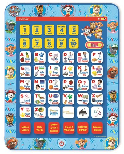 Lexibook - La Pat' Patrouille - Tablette éducative bilingue, Jouet pour Apprendre Les Lettres Chiffres vocabulaire et Musique, Langues Français / Anglais,...