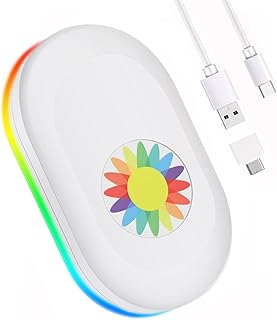YEPLING Mouse Jiggler, Undetectable Mouse Mover Device, RGB Light Mouse Shaker Simulator for Computer Laptop Awakening, No Software & Driver-Free, Include USB C to USB Adapter White