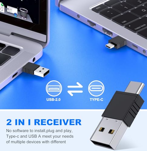 Image of DINOSTRIKE Wireless Presenter Remote with Air Mouse Control, Rechargeable USB A&C Presentation Clicker PPT Pointer RF 2.4GhZ PowerPoint Clicker Slide Advancer for Computer Laptop Mac