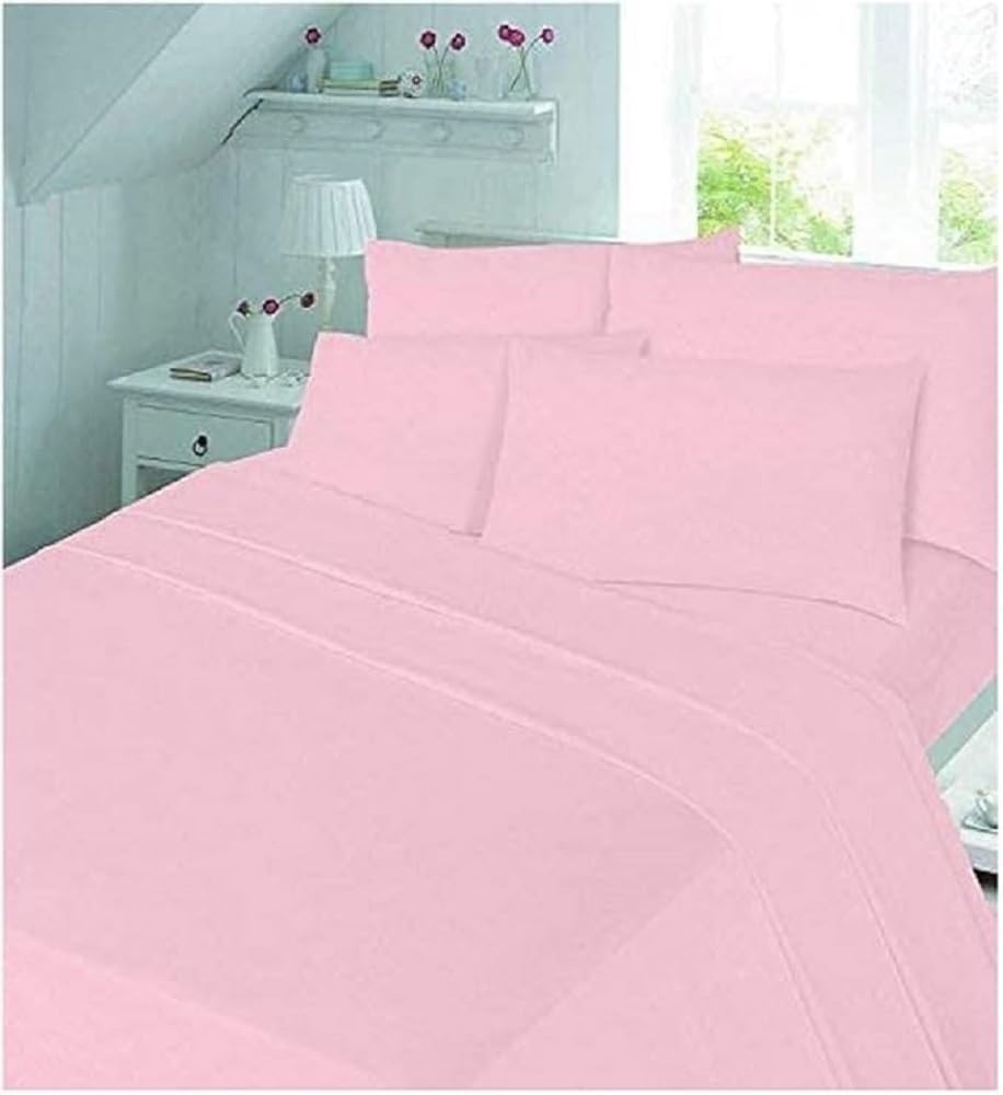 VL Luxury Flannelette Flat Bed Sheet – Soft Flannel Thermal Warm Top Sheets in 10 Colours – 100% Brushed Cotton – UK (Pink, Super King Flat Sheet)