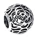 Queenberry Sterling Silver Round Filigree Rose European Bead Charm