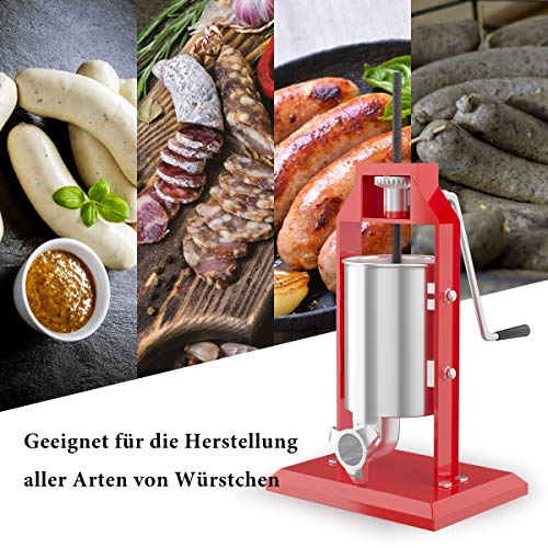 DREAMADE Wurstfüller aus Edelstahl mit Fassungsvermögen von 3 Litern, Manuell Wurstfüllmaschine, Wurstpresse mit 4… – Bild 3