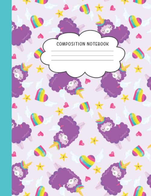 Composition Notebook: Grades K-2 | Wide Ruled | Llama Unicorn (School Notebooks for Kids)