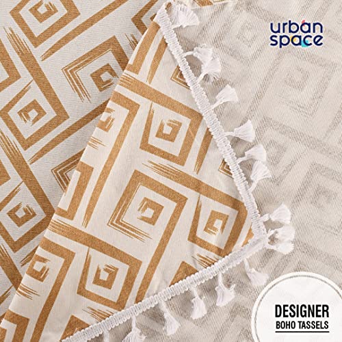 Image of Urban Space 100% Cotton Square Dining Table Cover, Printed Anti Skid Table Cloth for Dining /Center Table, for Upto 4 ft x 4 ft Table (Size - 48 inch x 48 inch - Square, Basics Taupe)