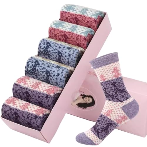 svlftecon Unisex Wool Winter Thermal Socks Cozy Warm Hiking Crew Boot Socks Wool for Winter Crew Series 10 S4