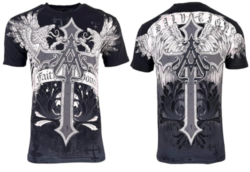 Archaic by Affliction Men's T-Shirt Winged Creature XL Black