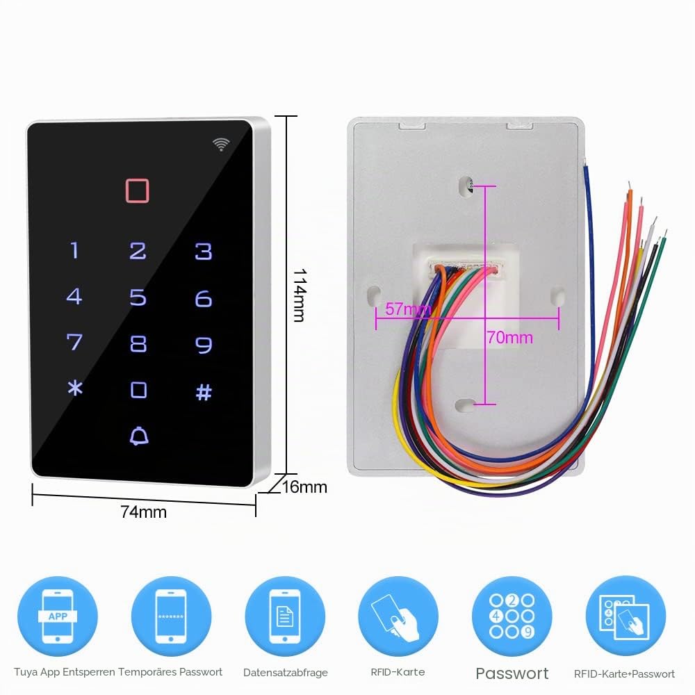 WiFi Tuya RFID Zugangskontrolle Tastatur IP68 wasserdichte Access Controller Tastatur WG26/34 Telefon APP Passwort Entsperren System + 10pcs Keyfobs