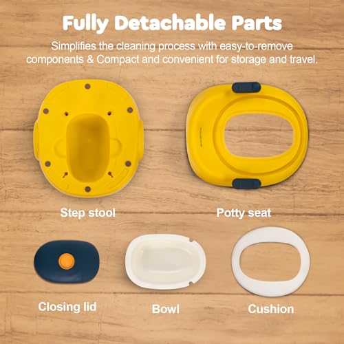 Image of Baybee 3-in-1 Baby Potty Training Seat | Comfortable & Safe Kids Potty Chair with Anti-Slip Toilet Seat, Removable Pot, Handles & Splash Guard | Potty Seat for Boys & Girls (Yellow)