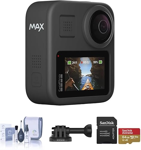 GoPro MAX Waterproof 360 + Cámara tradicional con pantalla táctil Esférica 5.6K30 HD Video 16.6MP 360 Fotos 1080p Live Streaming Stabilization