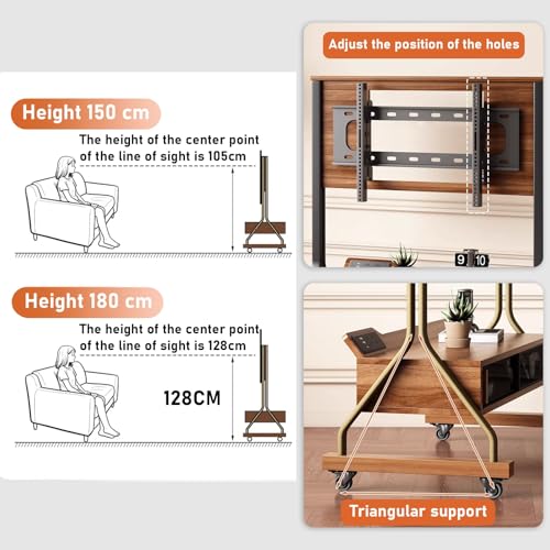 Soporte para TV rodante ajustable con ruedas miniatura 6
