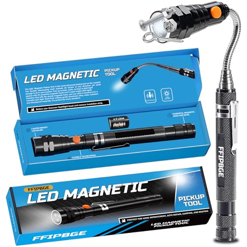Telescoping Magnet Pickup Tool with 3 LED Magnetic Flashlight, Gifts for Men, Him, Adults, Cool Gadgets Birthday Gifts for Men, Dad, Husband, Boyfriend