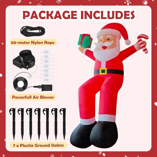 PhiGie 10ft Giant Seated Santa Claus Christmas Inflatable Yard Decor Build-in LED Blow up Christmas Decorations Indoor Outdoor Holiday Decor for for Yard,Lawn,Balcony, Roof, Photo Prop - Image 8