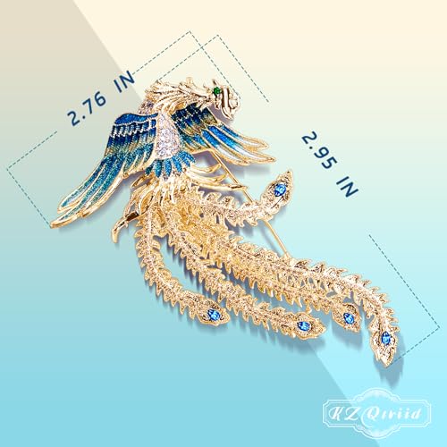 Image of Brooches For Women,14k Gold Plated Copper,Cubic Zirconia Phoenix Enamel Brooch Pins For Women ,Cubic Zirconia Broach