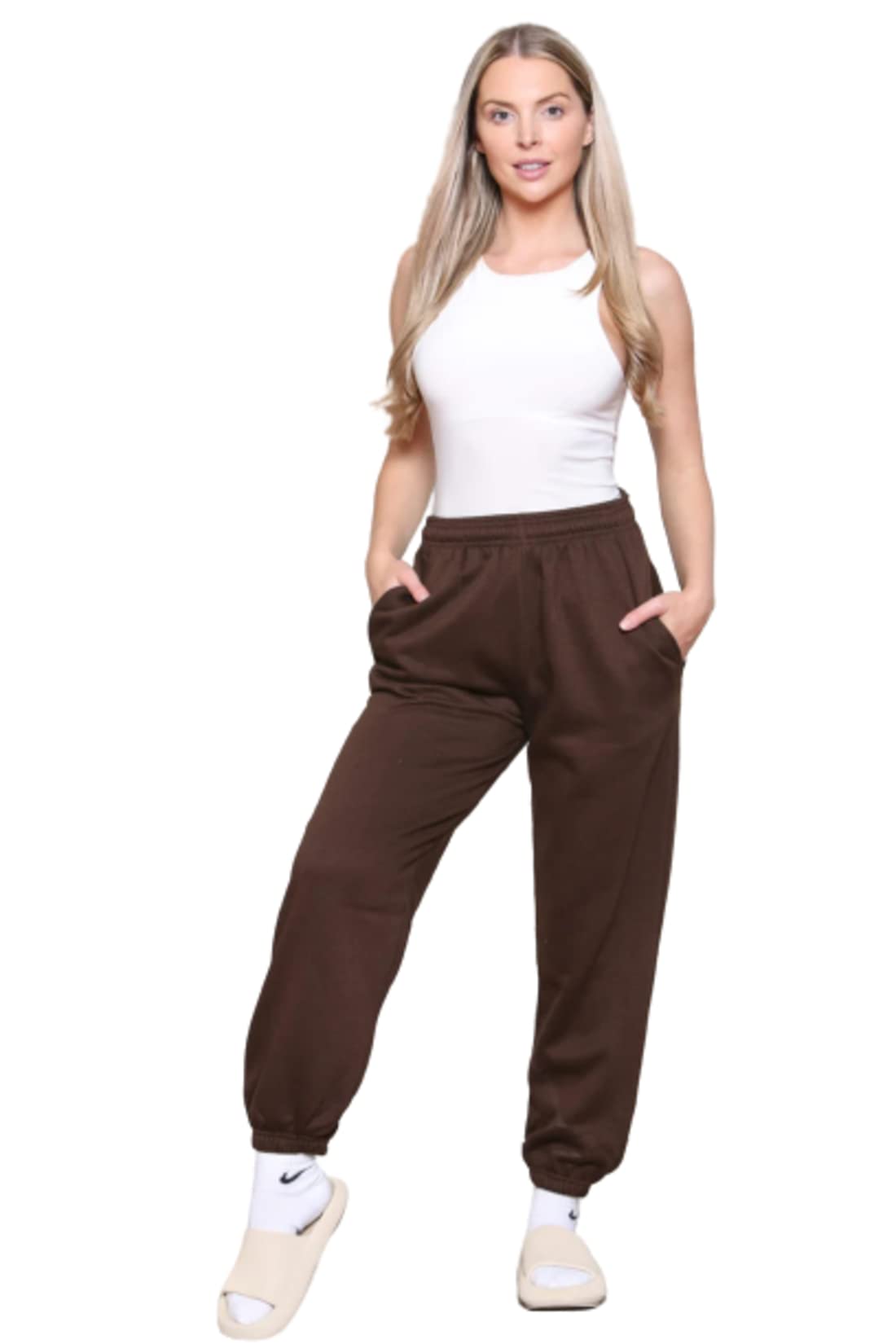 Towels Women's Chocolate Plain Gym Sport Jogger Sweatpants & Winters Joggers Pockets Pants And Baggy Elastic For Casual Hip Hop, Gym And Jogging Uk Sizes 6-14 (, 14)