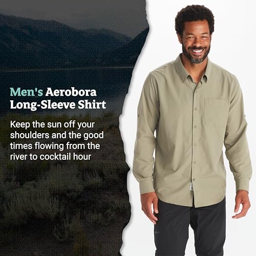 Image of MARMOT Men's Aerobora Long Sleeve Button Down Shirt, Vetiver, Medium