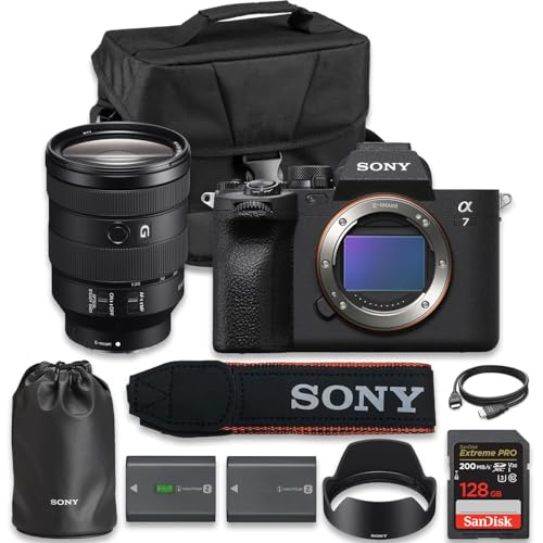 Image of Sony Alpha a7 IV | USA Model | Full Frame Mirrorless Camera with FE 24-105mm f/4 G OSS Standard Zoom Lens + SanDisk 128GB Extreme PRO UHS-I SDXC Memory Card + Camera Case