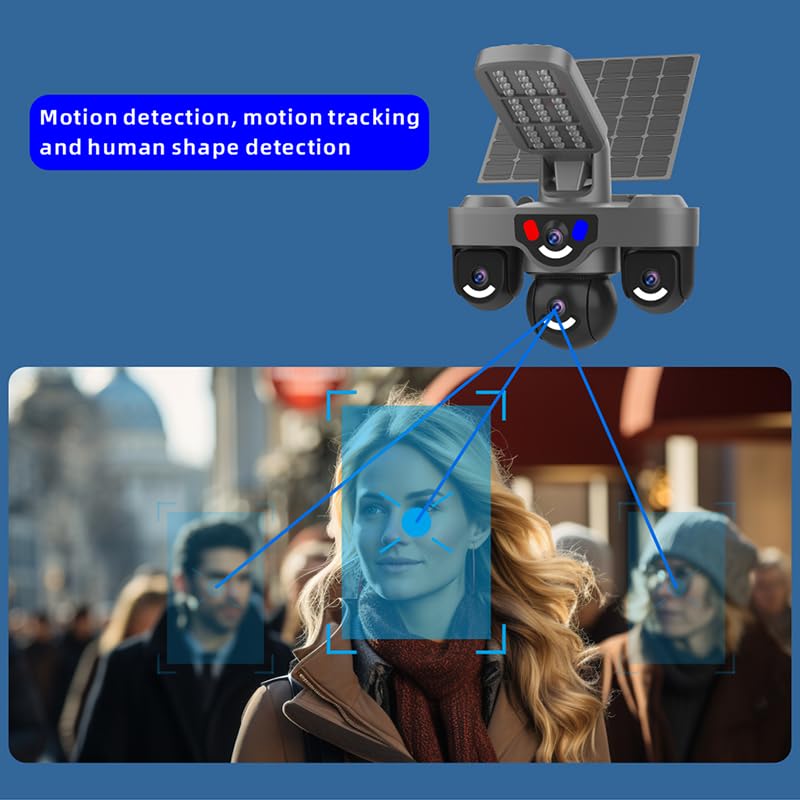 Image of AOV Solar CCTV with Continuous Recording (24 * 7) 4G SIM Security Camera Outdoor Use | Tripple Lens 4+4+4mp | 2-Way Talk | Night Vision |360 Degree | Waterproof Surveillance Camera|AOV Model